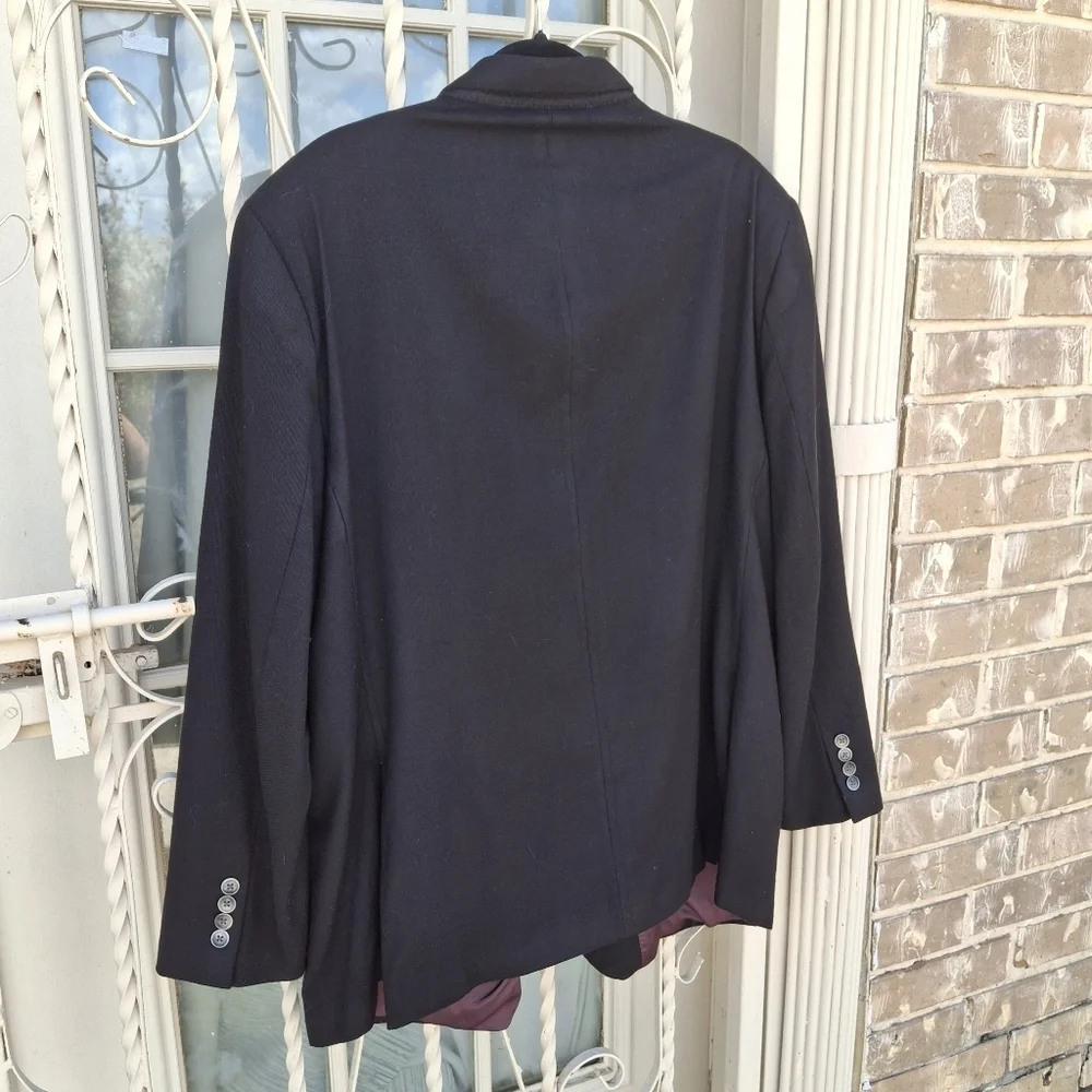 Cremieux Loro Piana Black Wool Vintage Union-Made Suit Jacket Men Size 52R